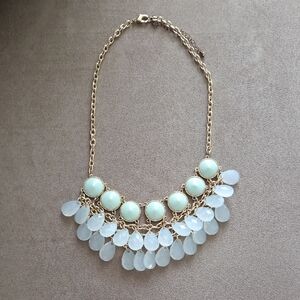J Crew Gold and Mint Statement Necklace